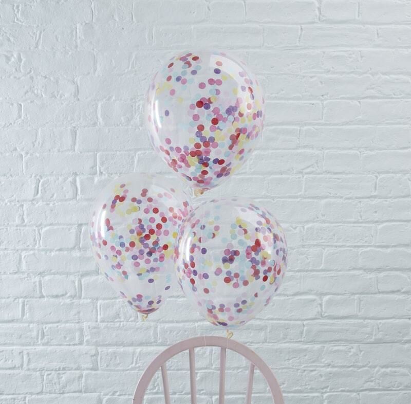 846 – Palloncini colorati con coriandoli tondi e filanti